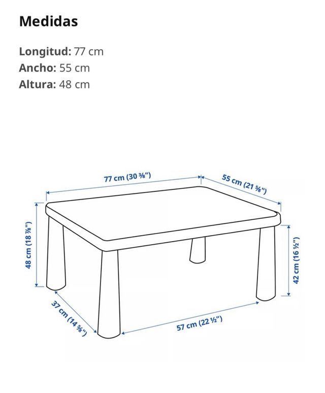 Mesa infantil MAMMUT IKEA blanco 77x55