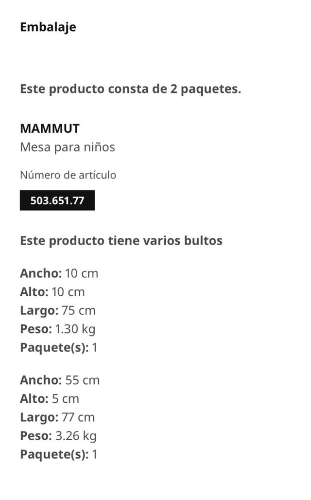 Mesa infantil MAMMUT IKEA blanco 77x55