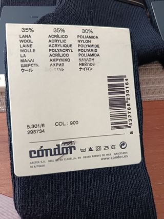 Lote 6 pares calcetines Cóndor negro hombre XL