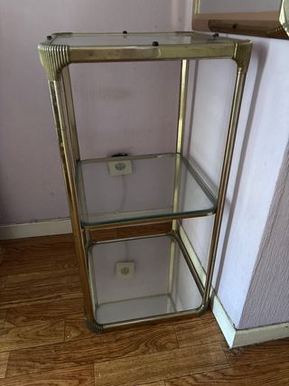 Mesa auxiliar cristal y metal