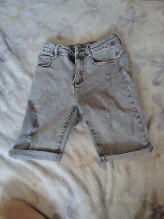 Pantalón corto vaquero gris mujer