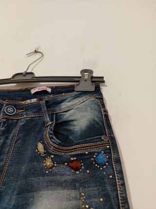 Jeans vita alta skinny con strass taglia S
