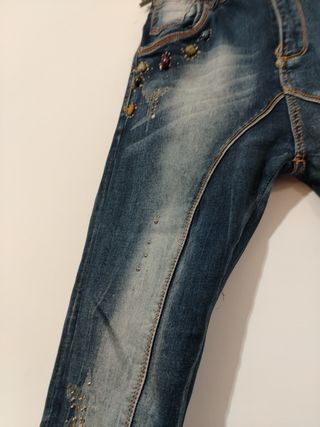 Jeans vita alta skinny con strass taglia S