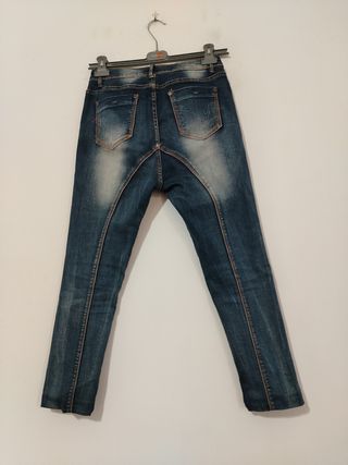 Jeans vita alta skinny con strass taglia S