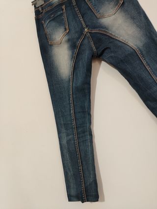 Jeans vita alta skinny con strass taglia S