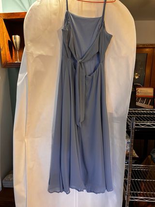 Vestido largo mujer espalda abierta azul