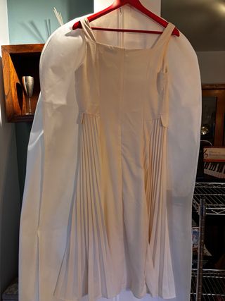 Vestido midi beige mujer