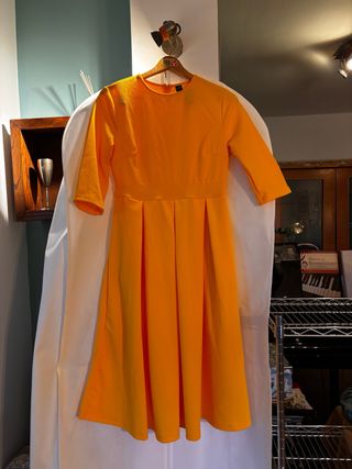 Vestido midi mujer naranja