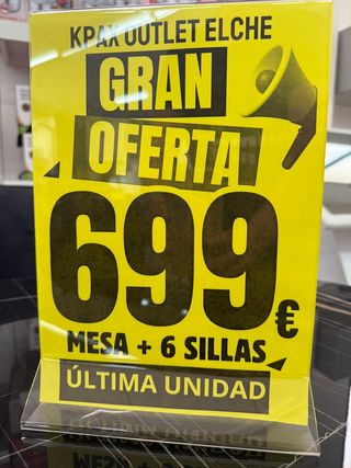 Mesa de comedor negra con 6 sillas