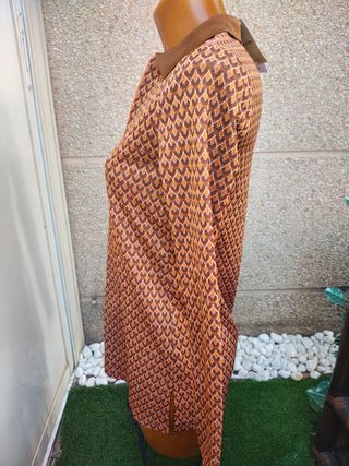 NUEVO-Polo MNG estampado marrón talla XS-1935