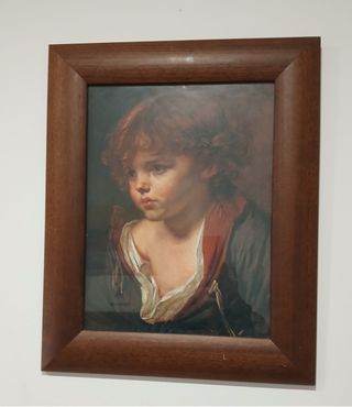 Cuadro infantil niño marco madera