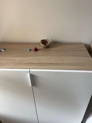 Zapatero de 2 puertas blanco y madera roble