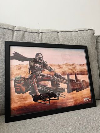 Lámina Star Wars Mandaloriano y Grogu