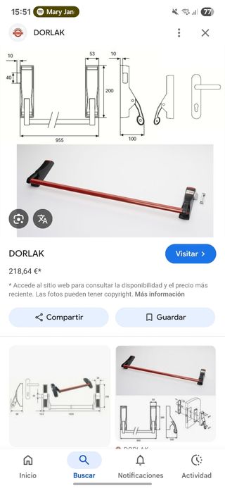 Tirador antipánico Dorlak 7004 Dcha.