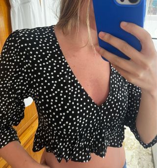 Top Subdued Lunares Blanco y Negro