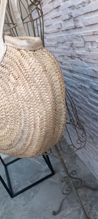 Bolso capacho de playa de mimbre