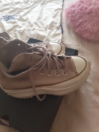 Zapatillas Converse Plataforma Beige de piel