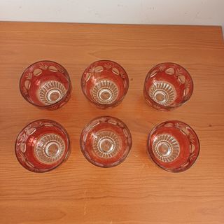 Juego de 6 vasos de cristal tallado