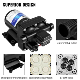 Pompa acqua a membrana autoadescante VEVOR 12 V DC 10 A flusso 4 GPM