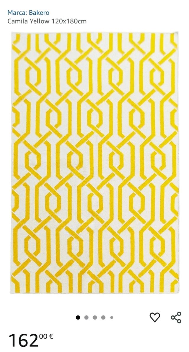 Alfombra de lana beige y amarilla