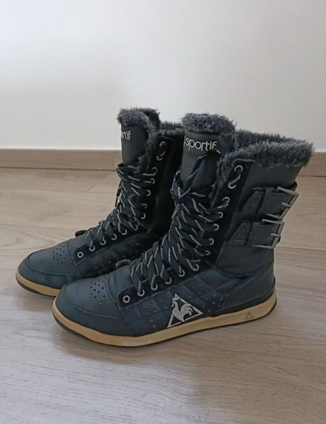 Scarpe alte Le Coq Sportif donna nere con pelo