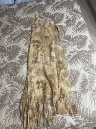 Vestido de fiesta beige y marrón