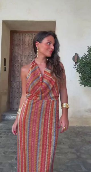 Vestido fiesta brillo multicolor