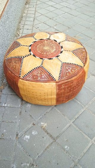 Puff asiento taburete Marroquí arabe piel Vintage 