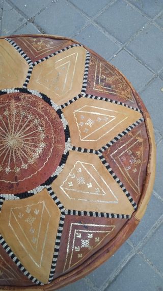 Puff asiento taburete Marroquí arabe piel Vintage 