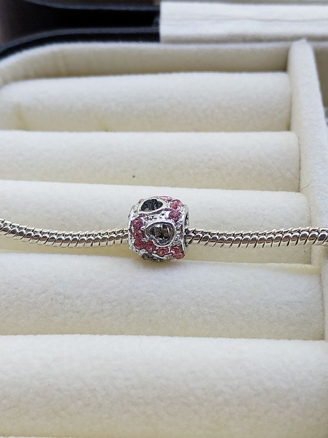 Pingente com corações Rosa Prata