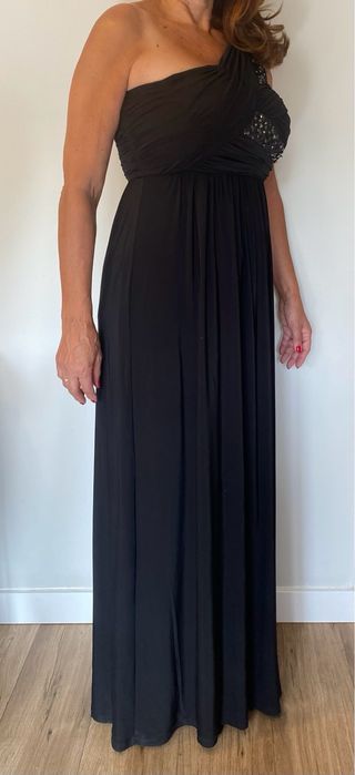 Vestido fiesta pedrería y drapeado