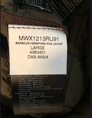 Chaqueta Barbour Hereford Encerada 