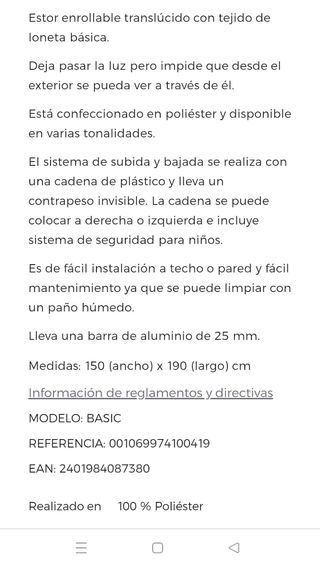 Estor translúcido tostado