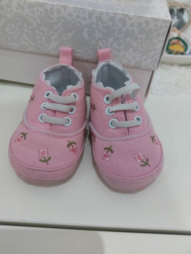 Scarpine rosa bambina con fiori