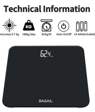 Báscula Digital BAGAIL 28cm Negra