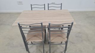 Conjunto mesa y 4 sillas cocina madera