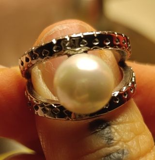 Anillo Acero Perla y Ositos