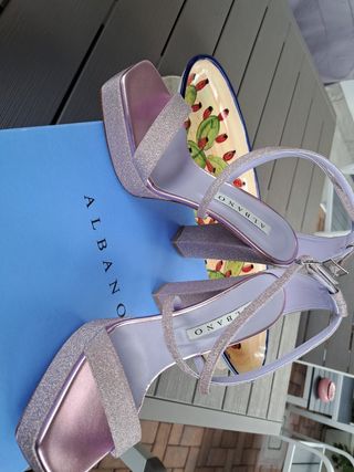 Scarpe Albano donna rosa glitter tacco alto