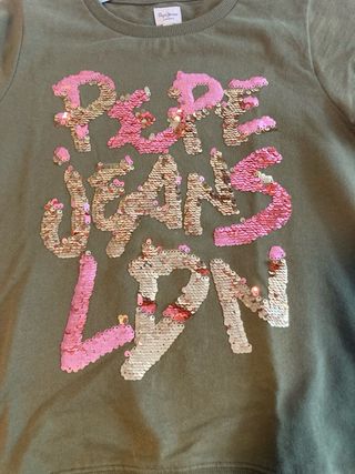 Sudadera Pepe Jeans lentejuela rosa/oro 12 años