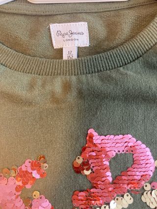 Sudadera Pepe Jeans lentejuela rosa/oro 12 años
