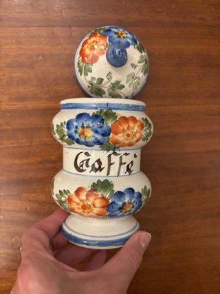 Barattolo con coperchio caffè ceramica decorata