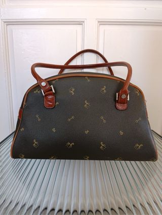 Bolso Petusco Piel Marrón y Verde