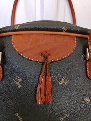 Bolso Petusco Piel Marrón y Verde