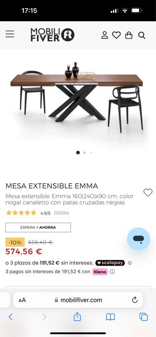 Mesa extensible madera comedor