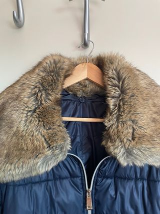 Piumino blu donna con pelliccia