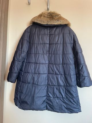 Piumino blu donna con pelliccia