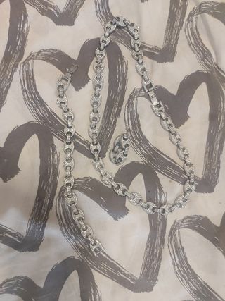 Conjunto Cubana Anillo y Pulsera Circonitas