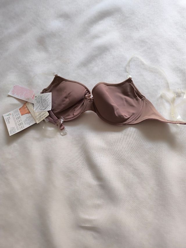 Conjunto sujetador y culote beige/rosa