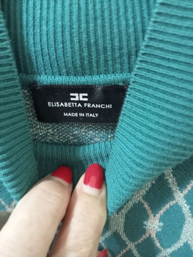 Abito Elisabetta Franchi verde con fantasia