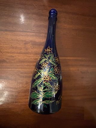 bottiglia in vetro con tappo dipinta a mano